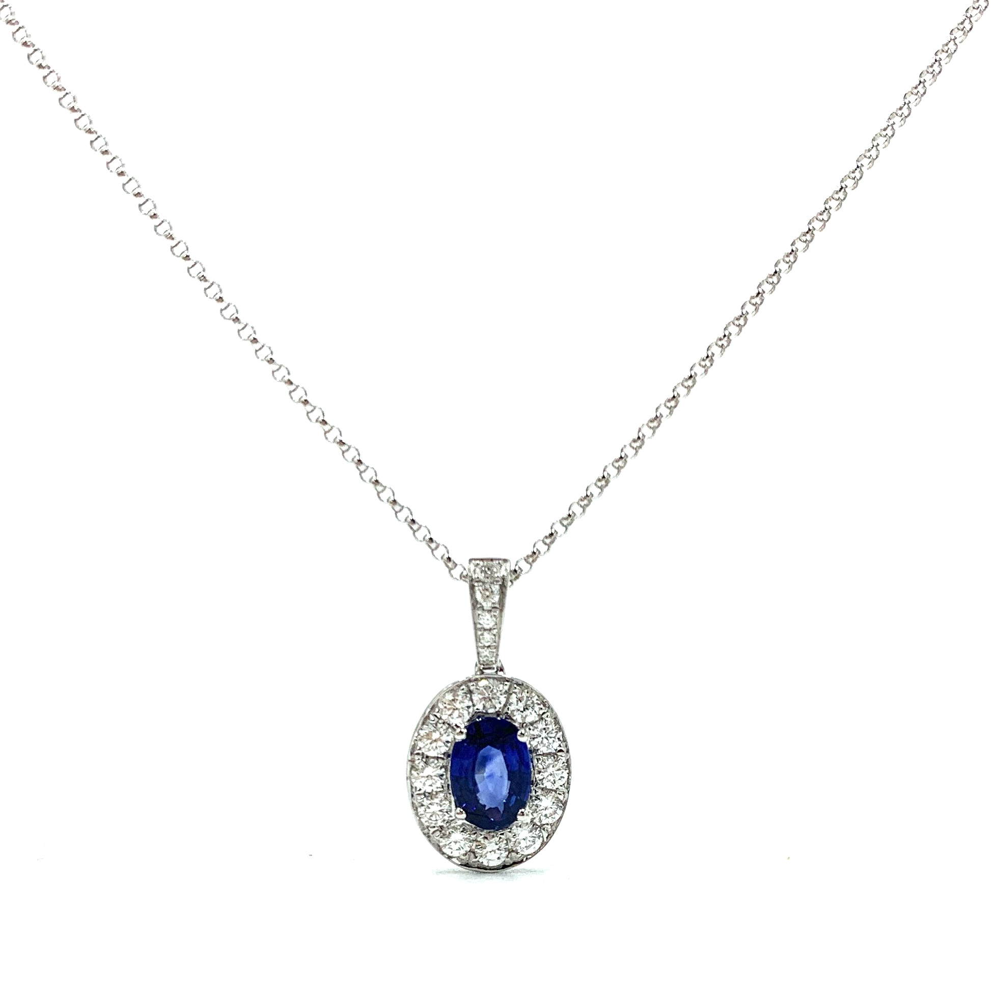 oval sapphire and diamond necklace