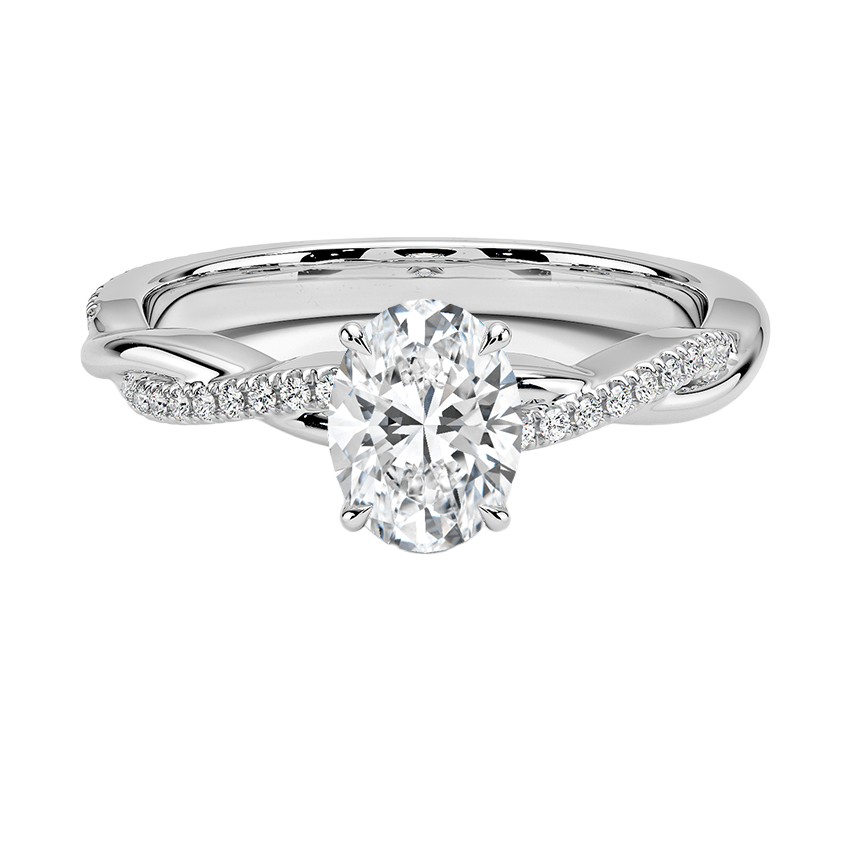 Oval Solitaire Engagement Ring with Twist of Brilliant Cuts on Side ...