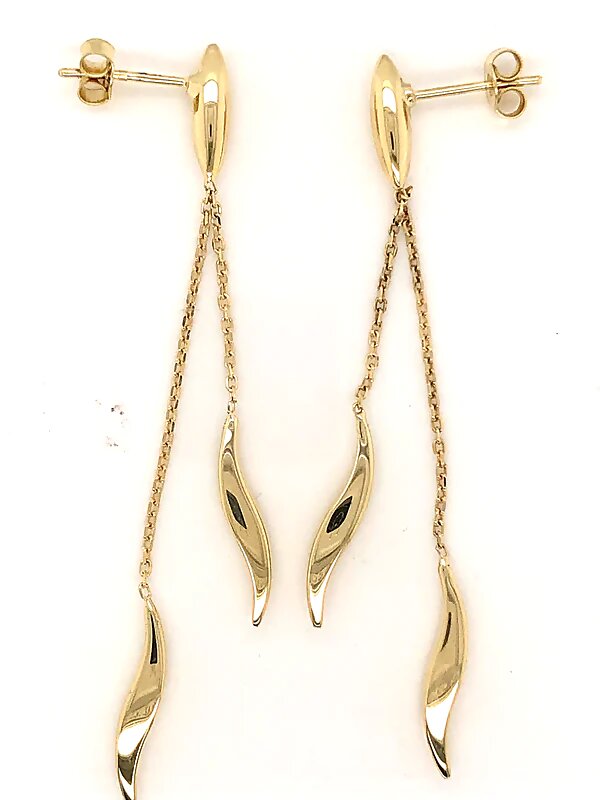 9ct Yellow Italian Gold Double Drop Earrings -VOR-C268 - franco
